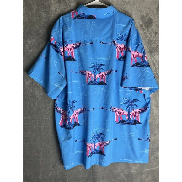 Retro Rifle Size 3XL The Palm Casual Button Down Shirt Graphic Tropical Patriot - Picture 3 of 6